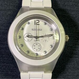 Kessaris White Stainless Steel Caseback Quartz Watch